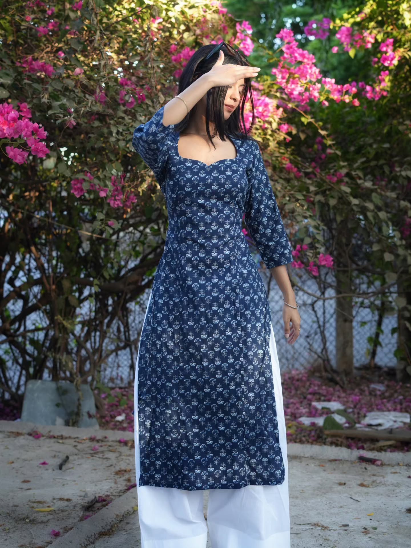 Indigo Print Kurta Set