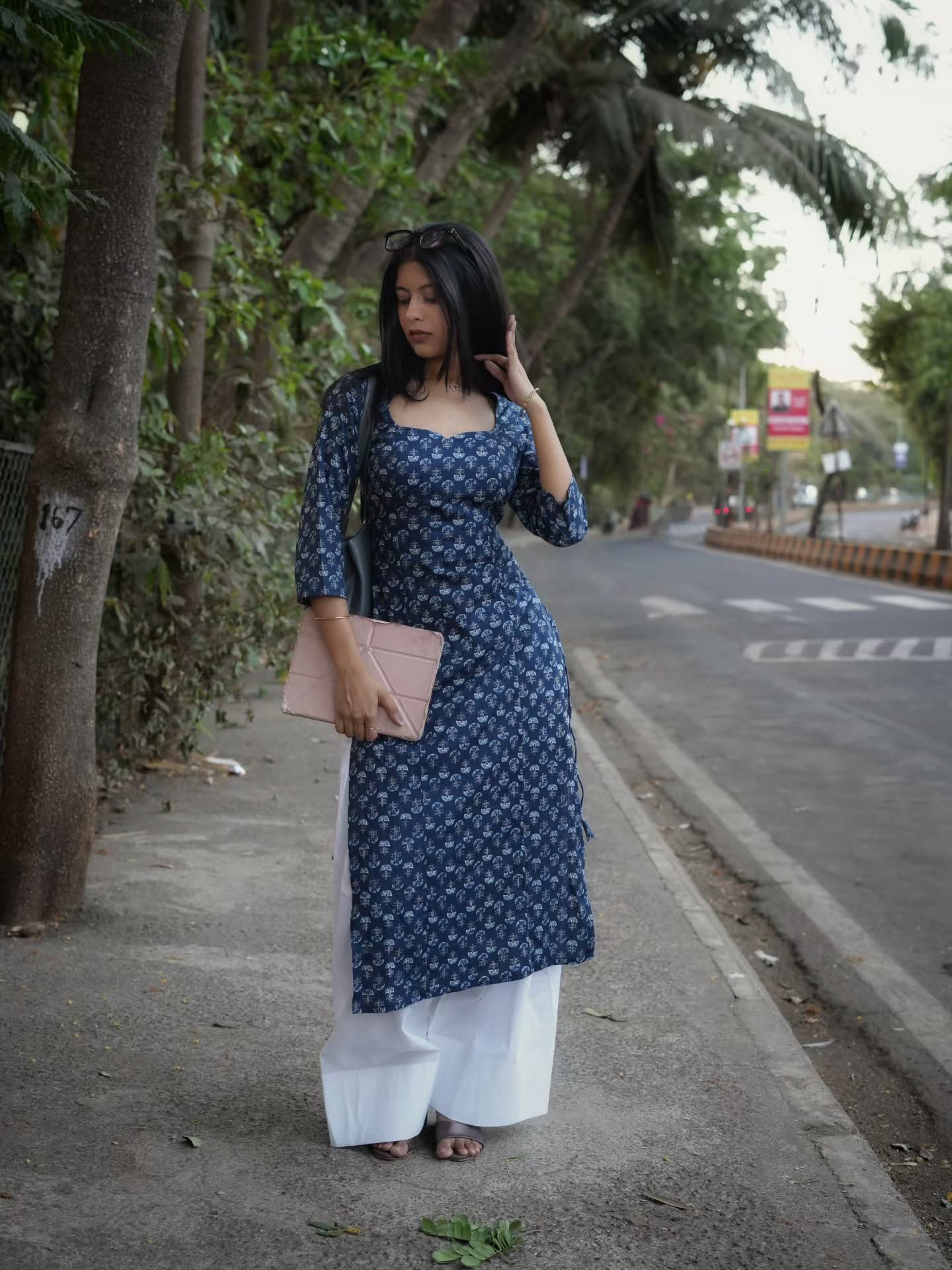 Indigo Print Kurta Set
