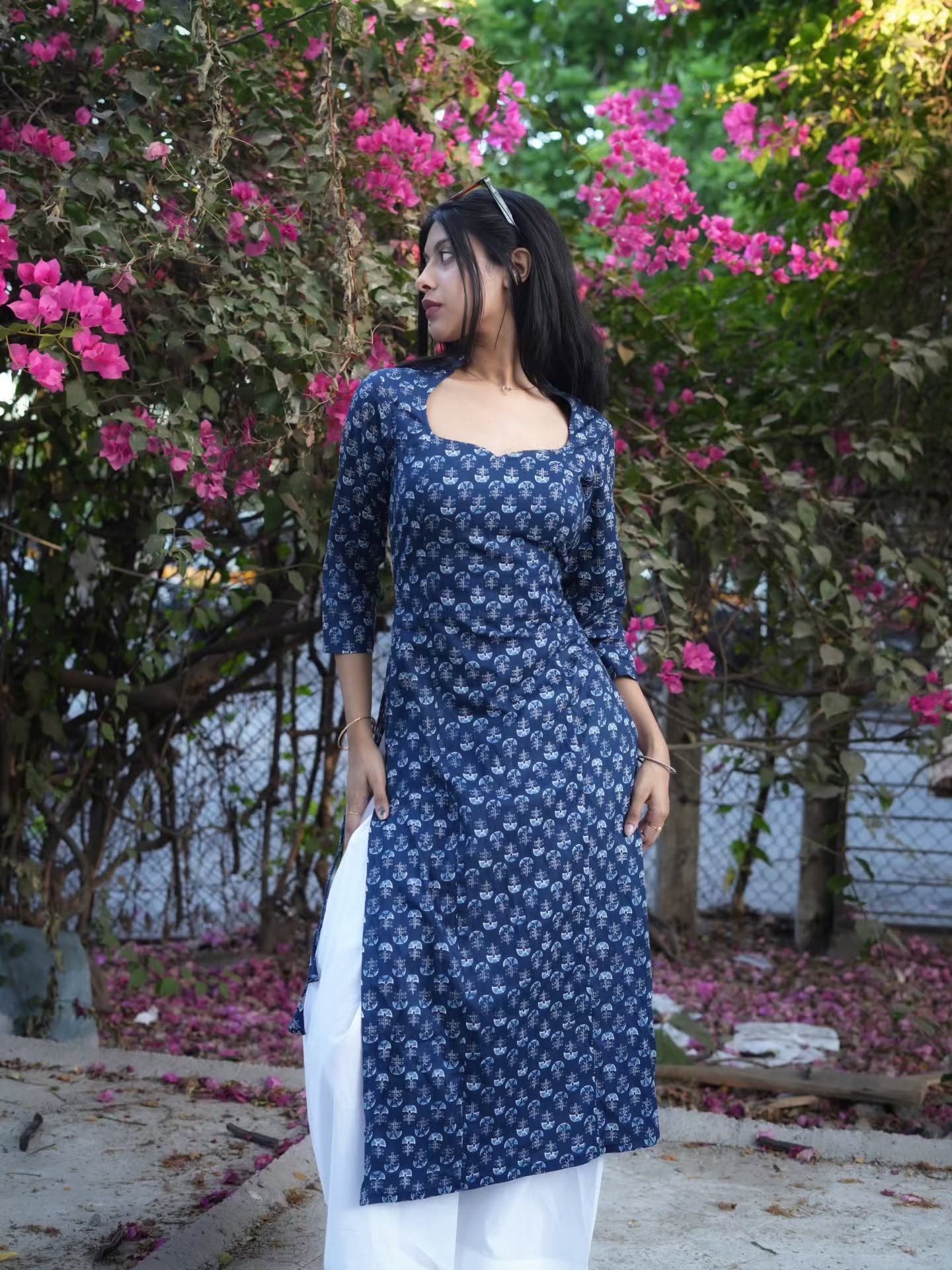 Indigo Print Kurta Set