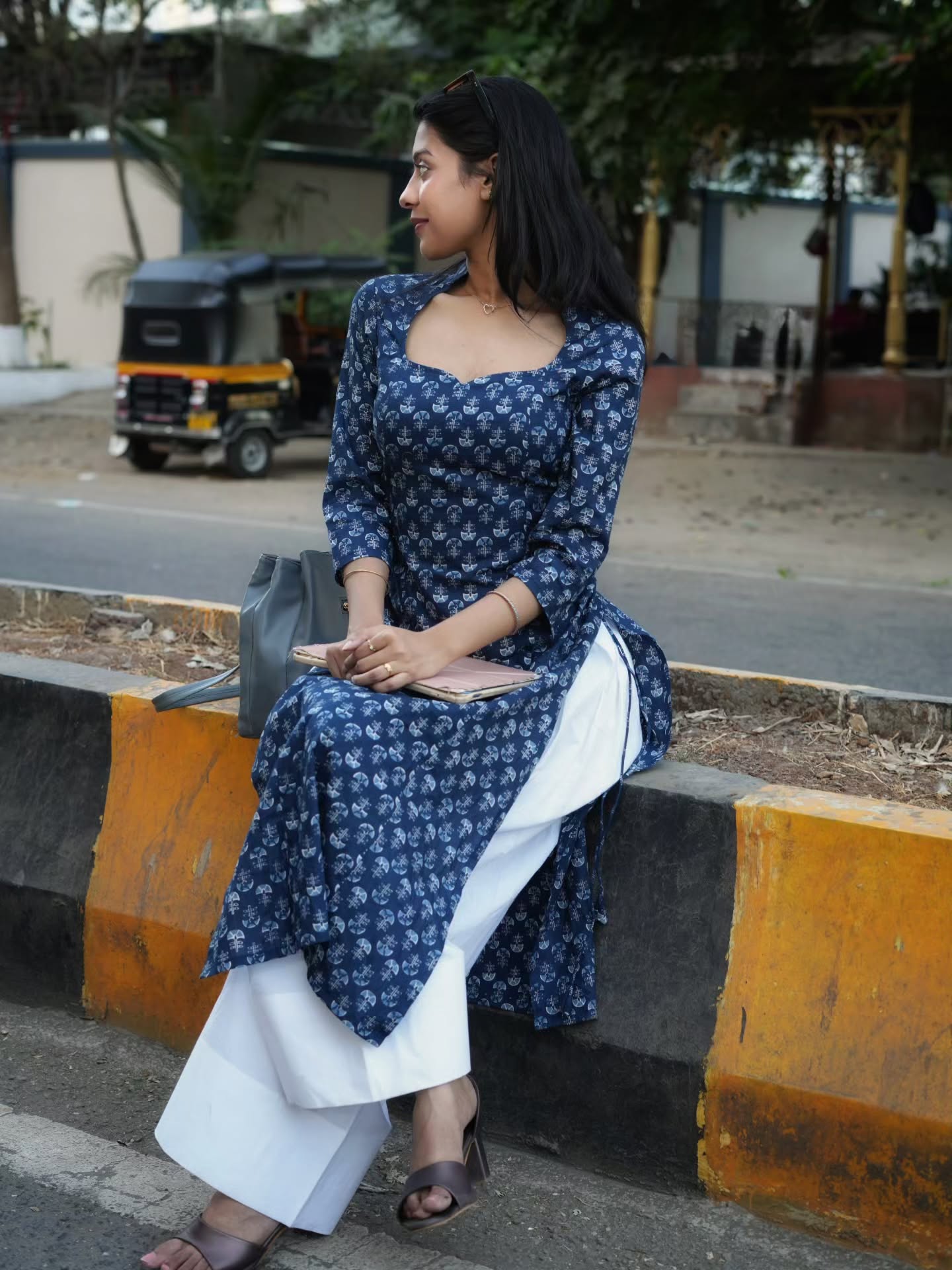 Indigo Print Kurta Set
