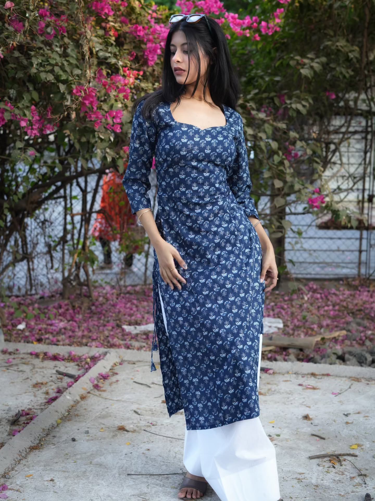 Indigo Print Kurta Set