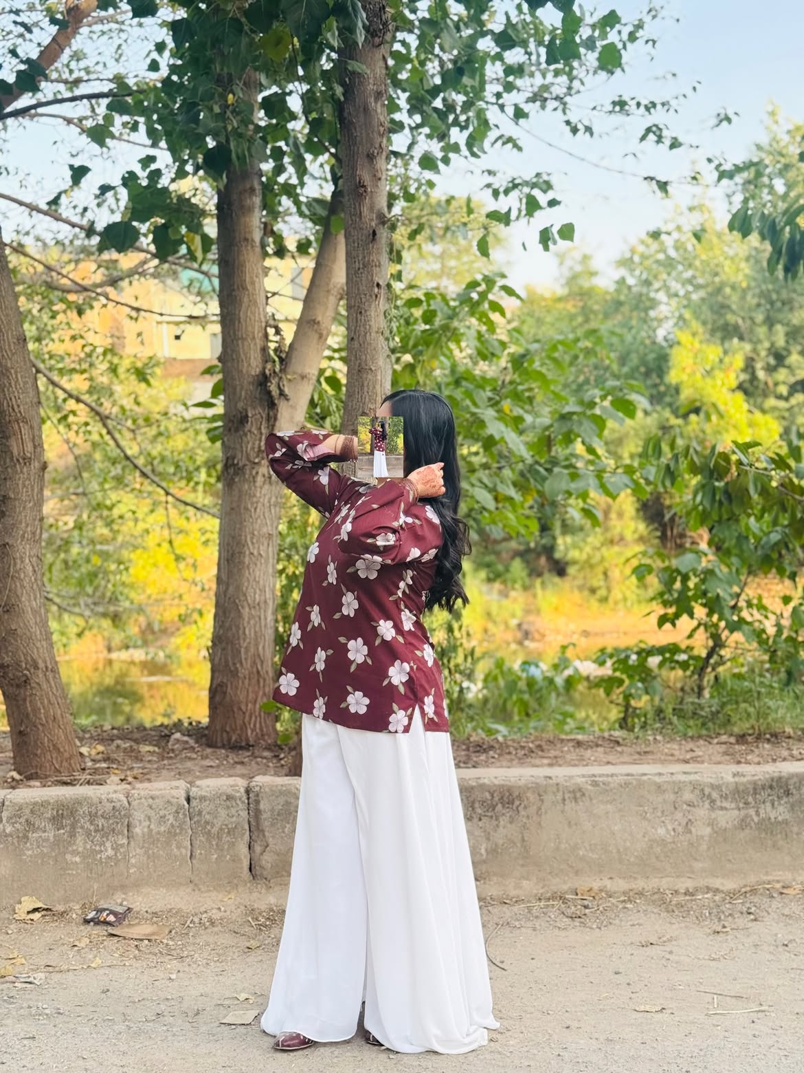 Maroon Bloom Floral Printed Kurta & White Palazzo Co-ord Set ✨