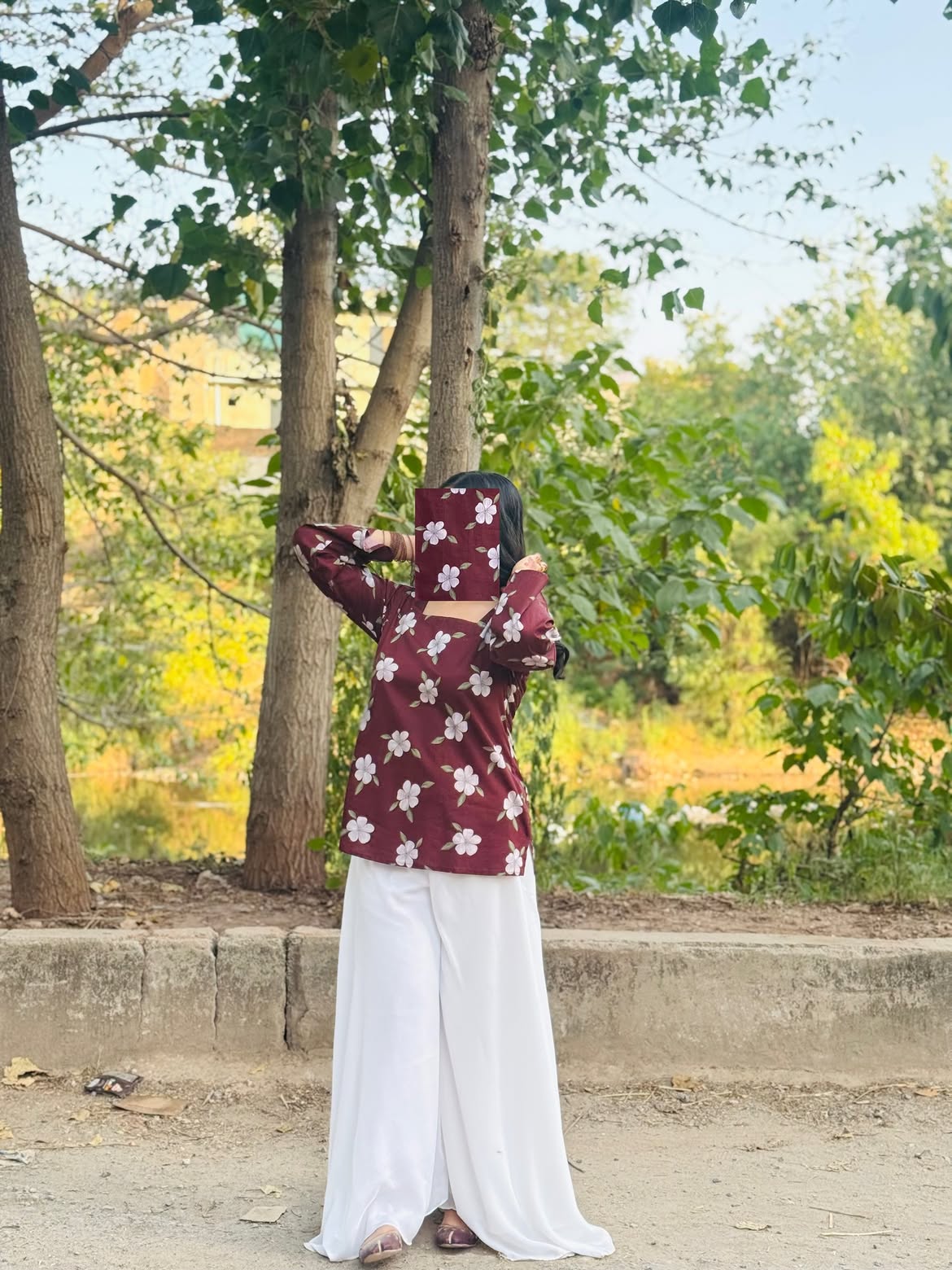 Maroon Bloom Floral Printed Kurta & White Palazzo Co-ord Set ✨
