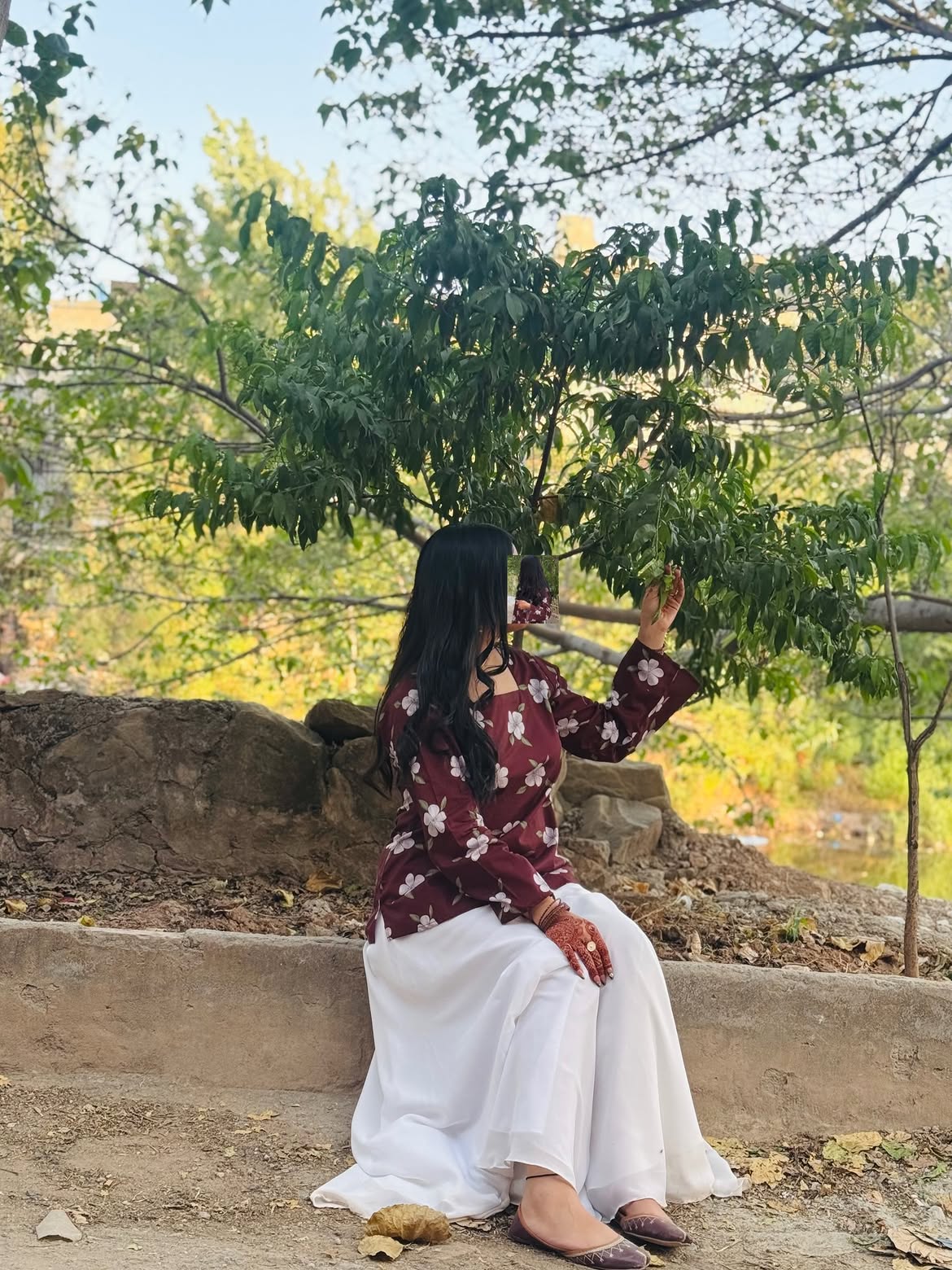 Maroon Bloom Floral Printed Kurta & White Palazzo Co-ord Set ✨