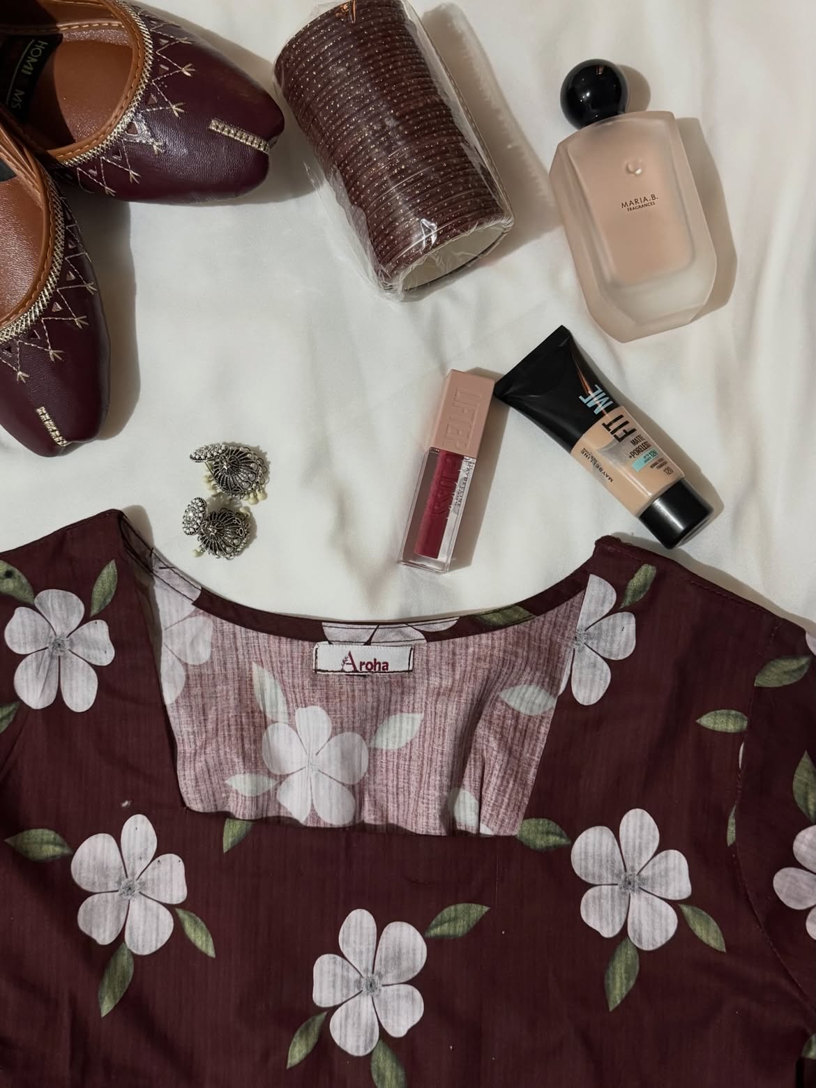 Maroon Bloom Floral Printed Kurta & White Palazzo Co-ord Set ✨