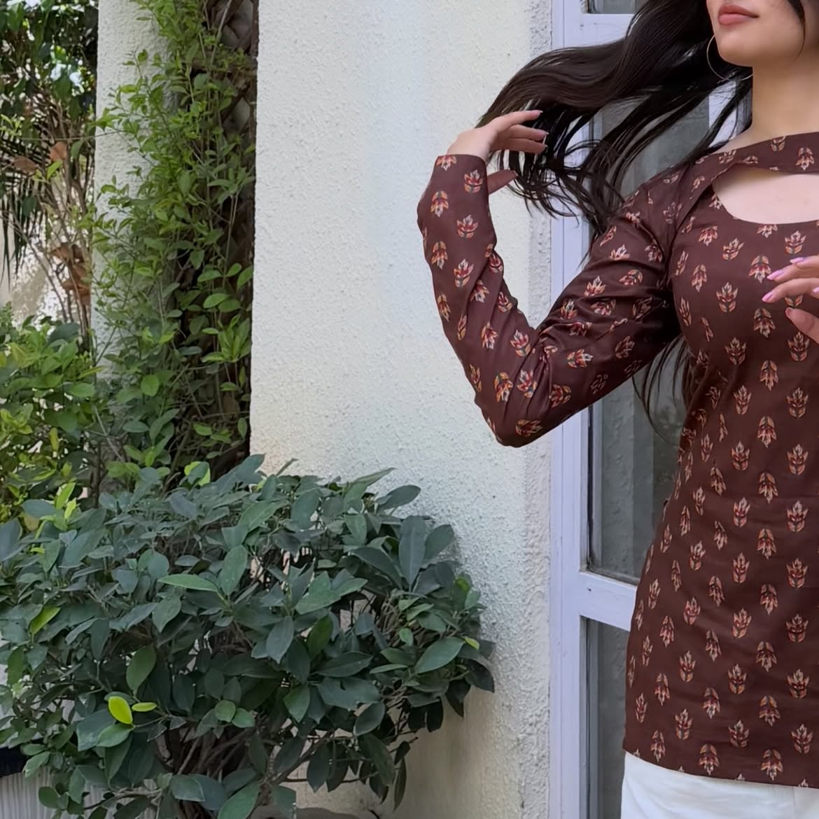 Mocha Bloom 3-in-1 Kurti Set 🌸🤎