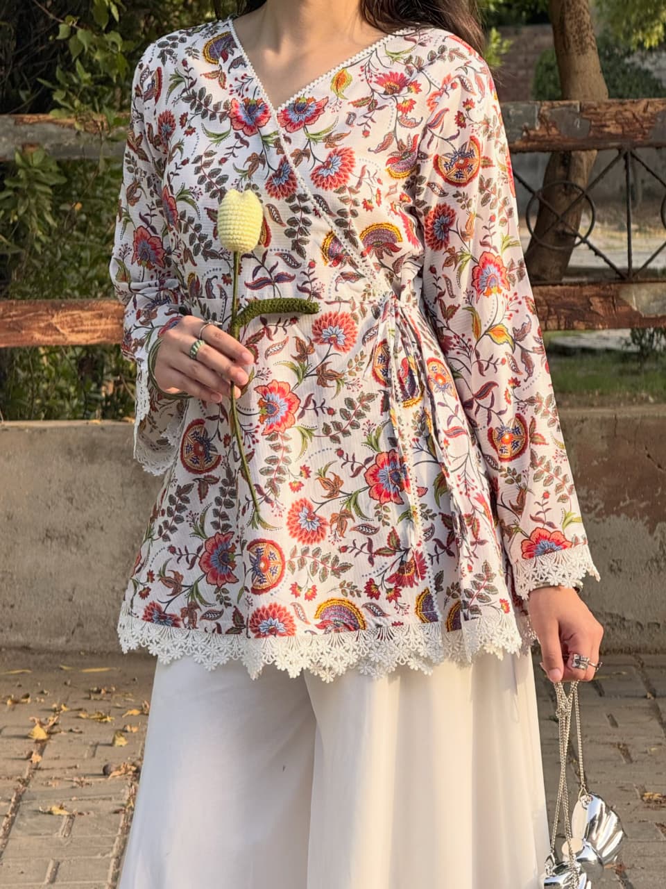 Floral Wrap Kurti Set 🌸✨