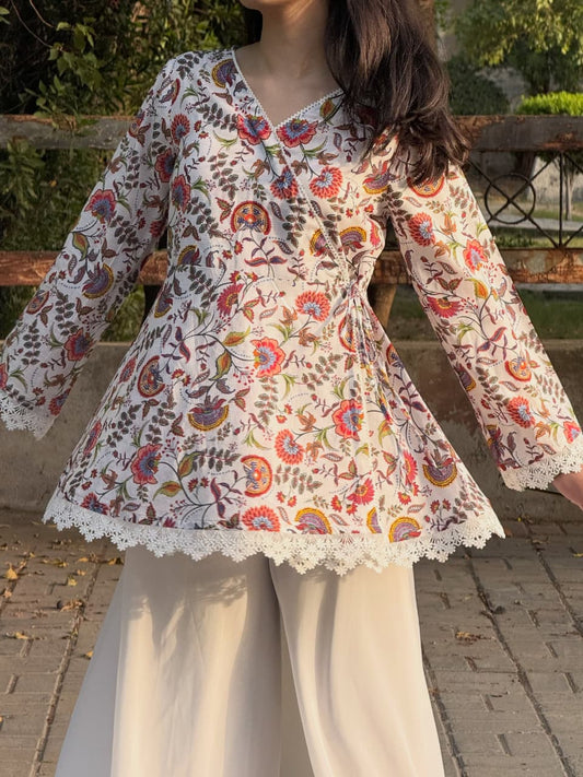 Floral Wrap Kurti Set 🌸✨