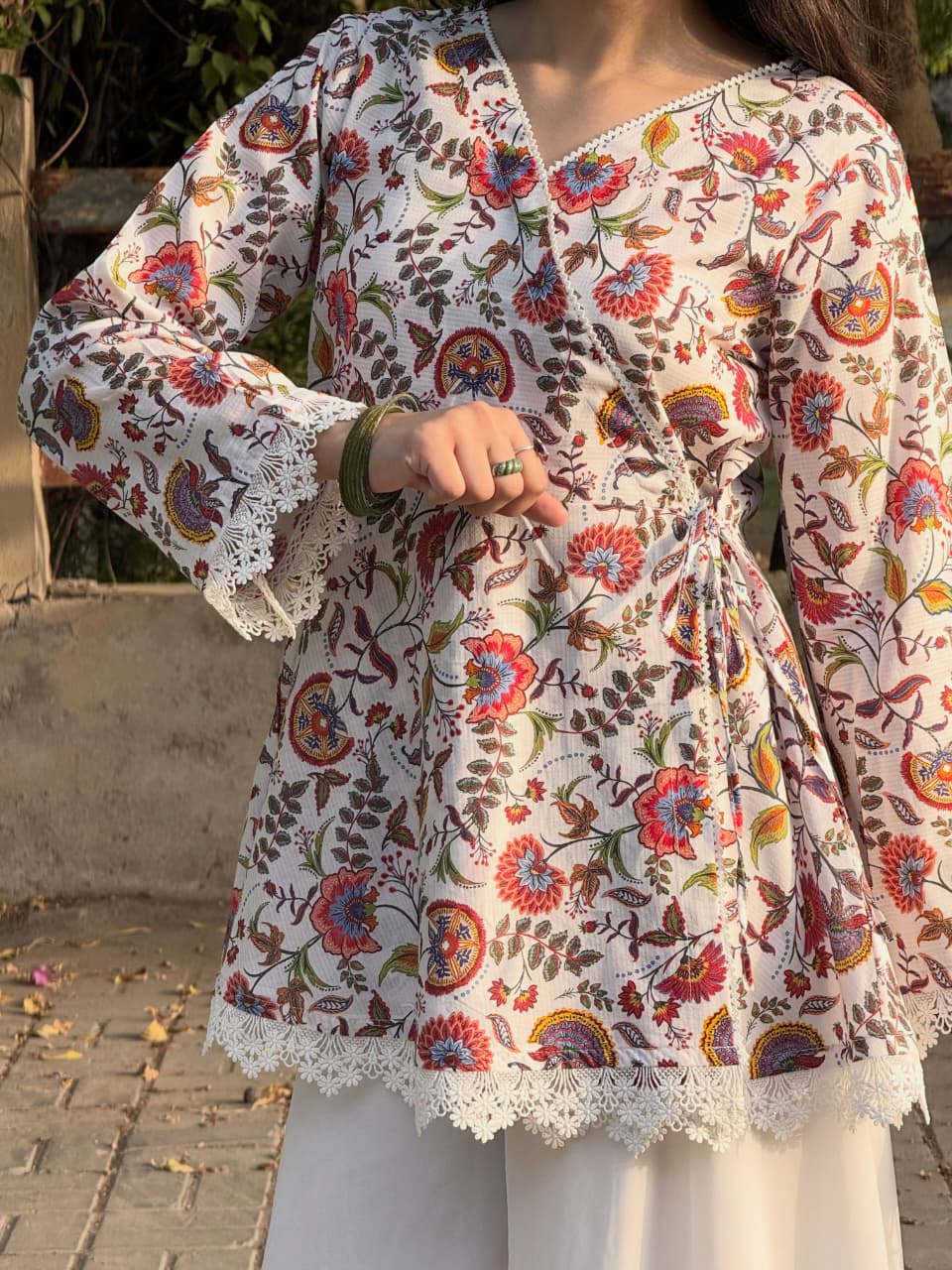 Floral Wrap Kurti Set 🌸✨